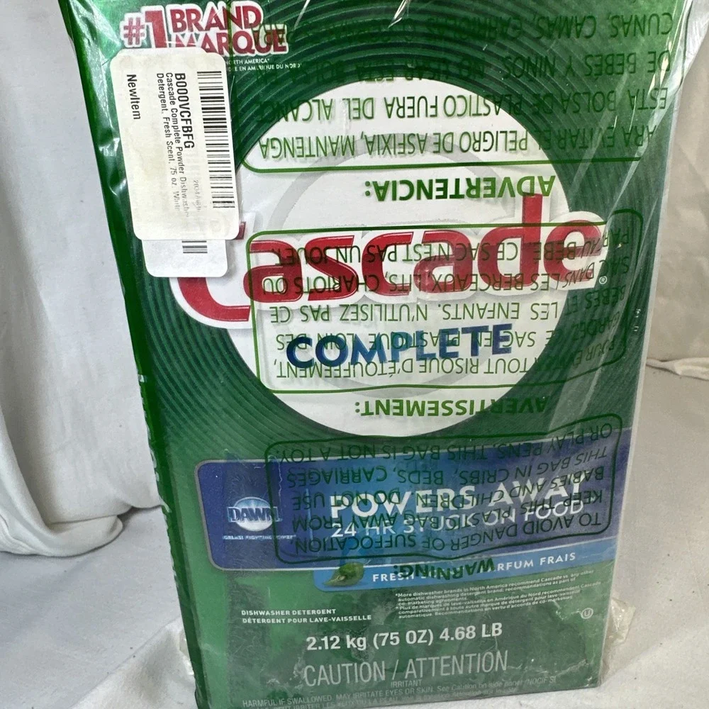 Cascade Complete Powder Dishwasher Detergent, Fresh Scent, 75 oz, White